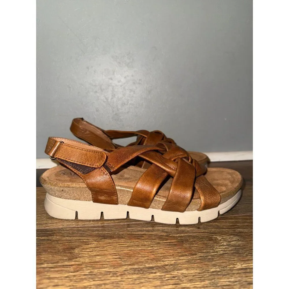 Salvia Birch‎ Veronica Cognac Leather Sandals Size 38 -7.5